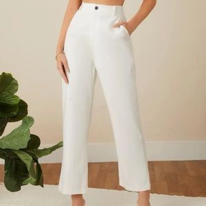 Flare Leg Cropped White Pants
